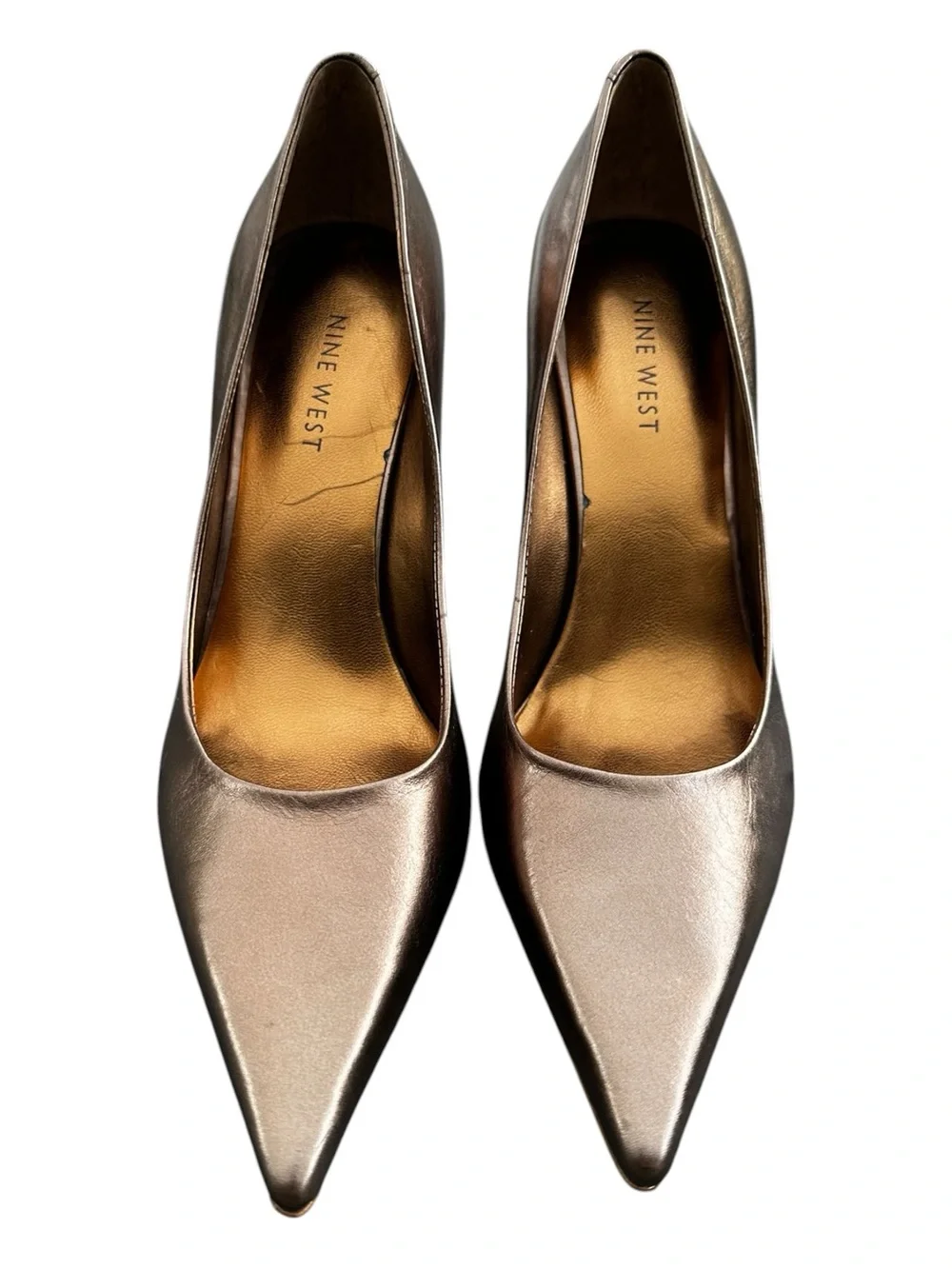 Nine West Barbe Metallic Gold Pointed Toe Pumps Size 6M Heel 4 Inch